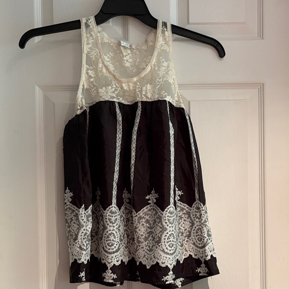Elegant Black and Cream Lace Women's Top